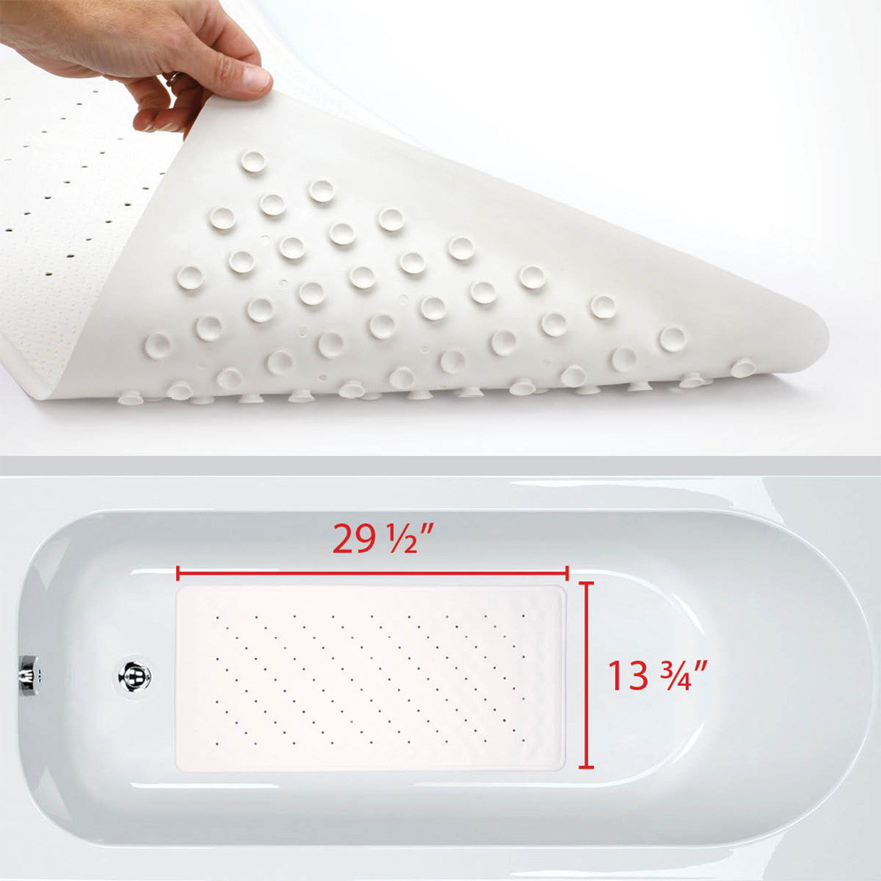 Luxury Bath Mat Shower Mat - Slip-Resistant, Anti-Bacterial, Non-Toxic  (29.5 x 13.75) | Latex Free, Mold and Mildew Resistant, Off White Almond