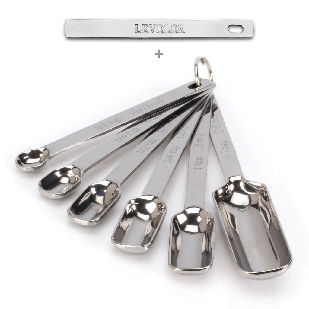 Narrow Measuring Spoons - Set of 6 + Leveler
